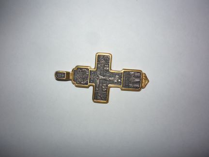Крест серебряный с позолотой