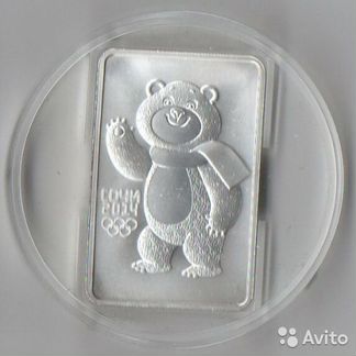 Серебренная манета олимпийский мишка 3 рубля