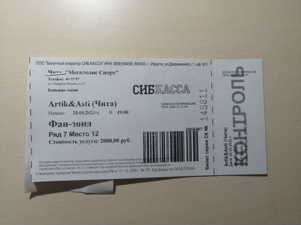Билет Artik&Asti