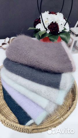 Шапка Бини двойная Ангора/Пух норки/Женская