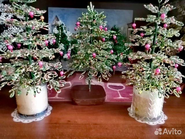 Новогодние подарки Елочки из бисера ручной работы