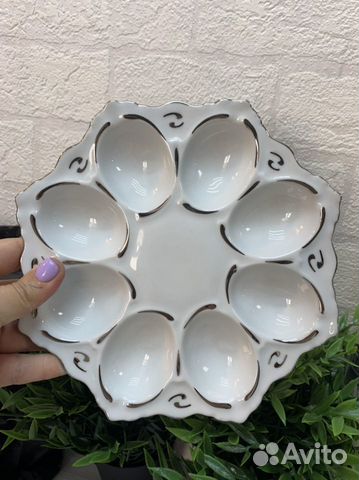 Блюдо для яиц Платиновый узор Чехия