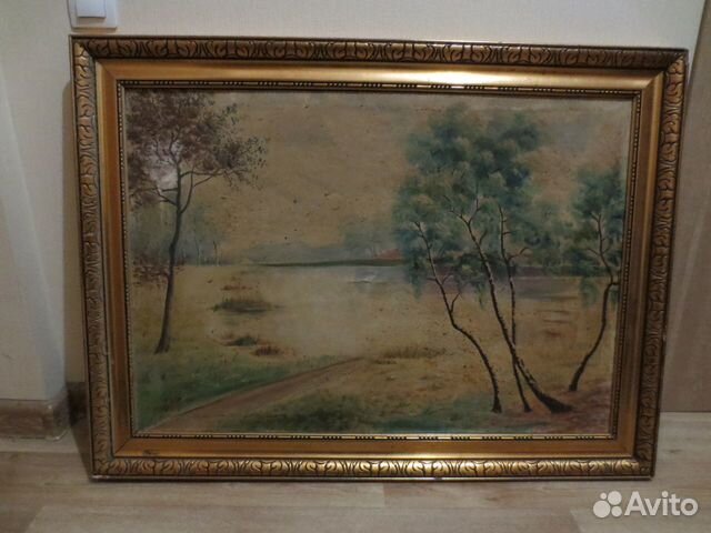 Старая картина на холсте маслом