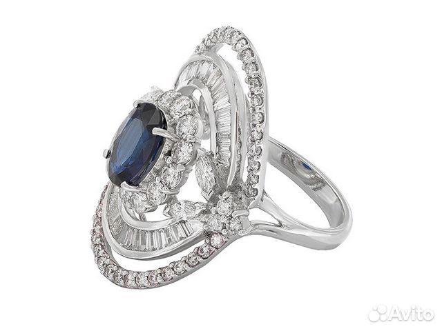 Золотое кольцо с сапфиром 1,80 ct и бриллиантами Золотое кольцо с сапфиром 1,80 ct и бриллиантами