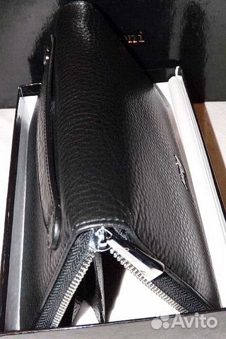 Мужской кожаный клатч -Brioni- black с ручкой Мужской кожаный клатч -Brioni- black с ручкой