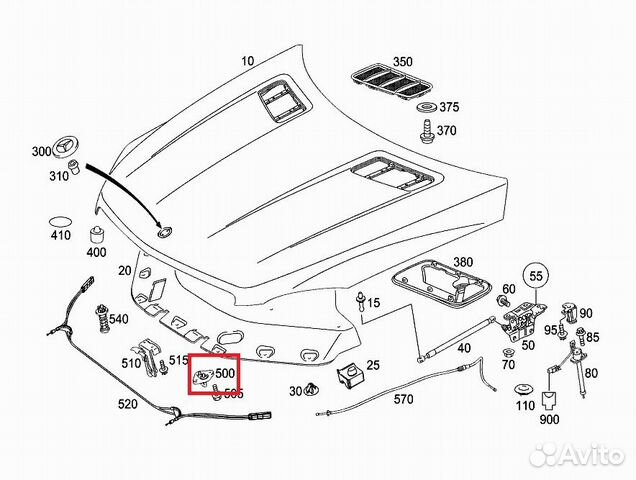 Замок капота боковой верхний Mercedes Замок капота боковой верхний Mercedes