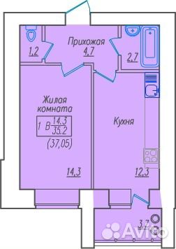 1-к квартира, 39 м², 6/16 эт.