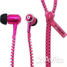 Наушники молния zipper earphones, розовые