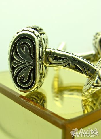 Крупные серебряные мужские запонки с сапфирами