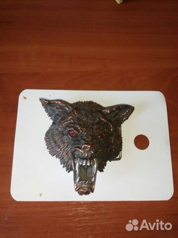 Пряжка на ремень волчья голова