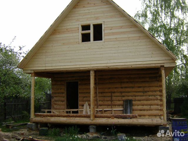 Сруб дачного дома 6x5 + 2 терраса + мансарда
