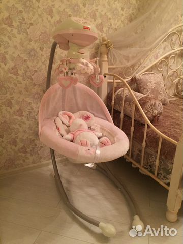Люлька качалка качели fisher price розовая для дев Люлька качалка качели fisher price розовая для дев