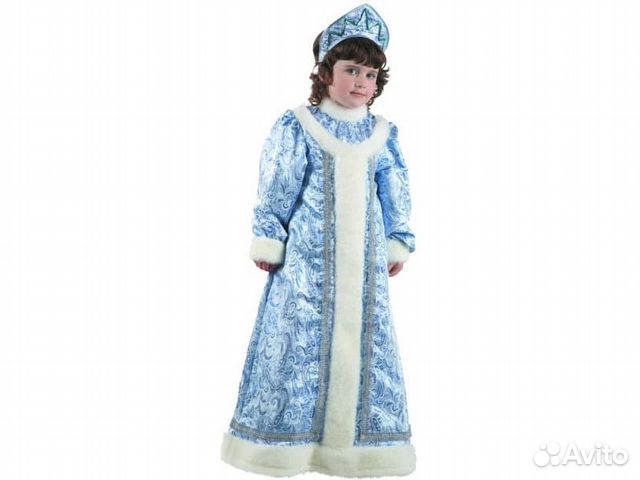 Новогодний костюм Снегурочка в длинной шубке детск