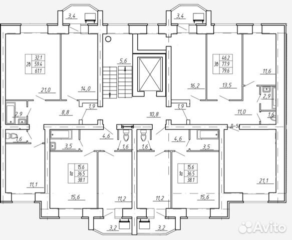 3-к квартира, 79 м², 1/9 эт.