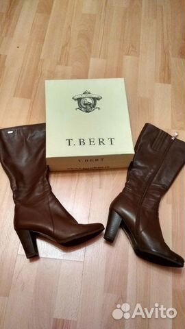 Сапоги осенние кожаные коричневые р.39-40