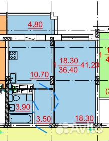 1-к квартира, 41.2 м², 8/17 эт.