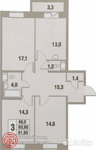 3-к квартира, 82 м², 12/25 эт.