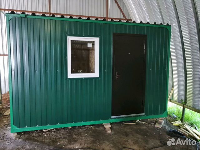 Вагончик бытовка (2,4х4м) зелёный с двумя окнами Вагончик бытовка (2,4х4м) зелёный с двумя окнами