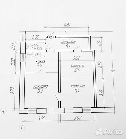 3-к квартира, 50.7 м², 1/2 эт.