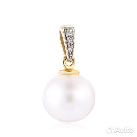 Кулон из жёлтого золота с бриллиантами и жемчугом