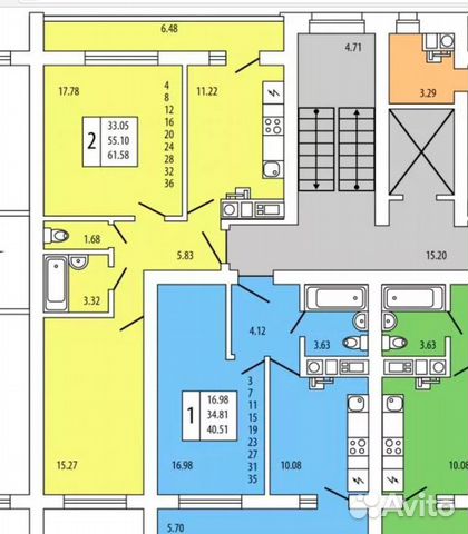 2-к квартира, 61.6 м², 5/9 эт.