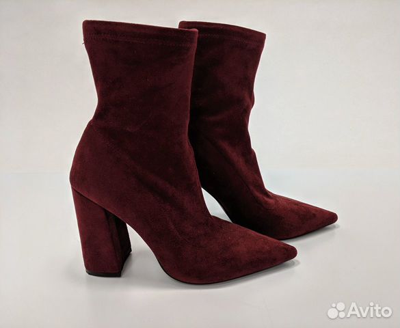 Бордовые ботильоны-носки H.I.T