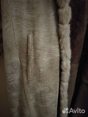 Женская дублёнка 52-54 размер бежевая