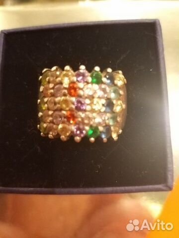 Серебряное кольцо 925 пробы с самоцветами