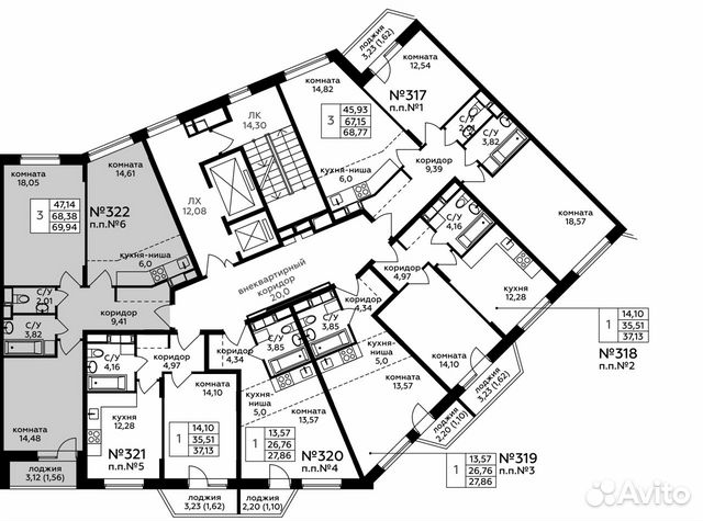 3-к квартира, 69.9 м², 12/17 эт. 3-к квартира, 69.9 м², 12/17 эт.