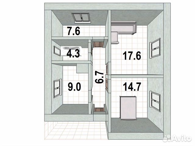 3-к квартира, 60 м², 1/3 эт.
