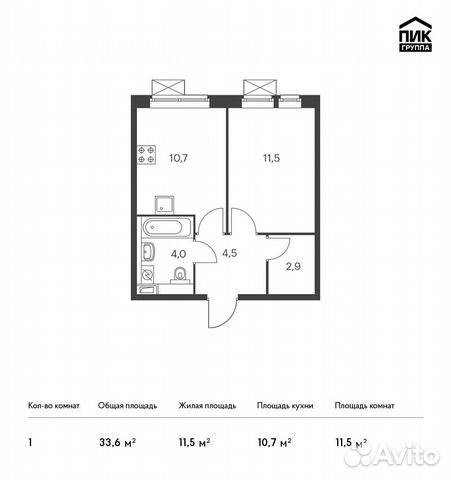 1-к квартира, 33.6 м², 25/25 эт. 1-к квартира, 33.6 м², 25/25 эт.