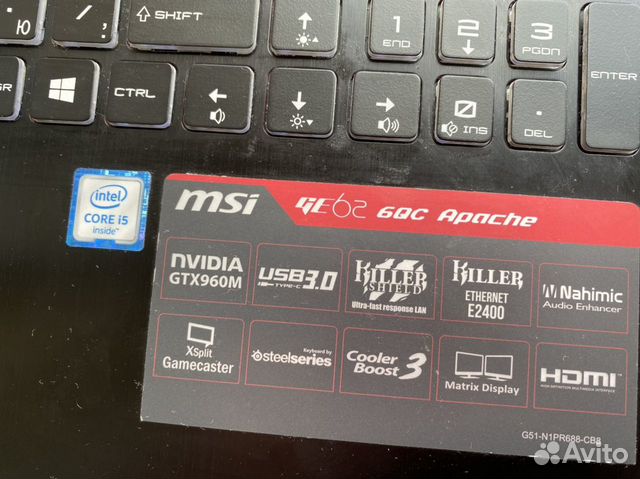 Игровой ноутбук msi 16 озу + gtx + ssd