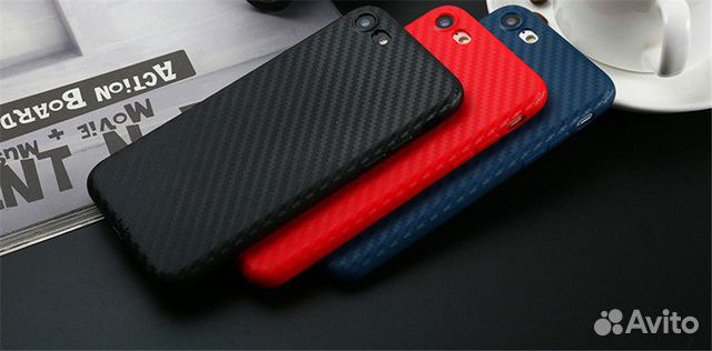 Чехол силиконовый Карбон
