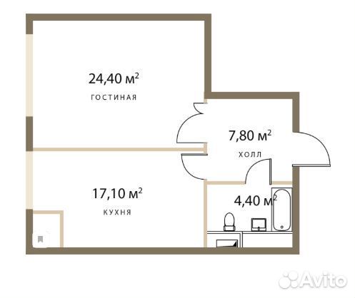 1-к квартира, 53 м², 19/20 эт. 1-к квартира, 53 м², 19/20 эт.