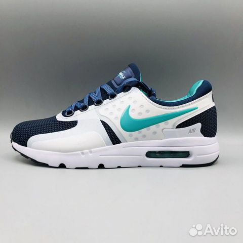 Nike Air Max Zero белые синие с голубым значком