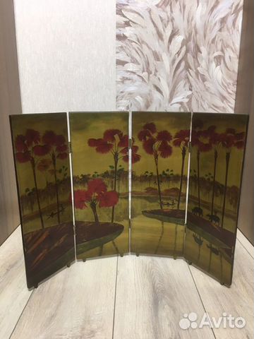 Деревянная раскладная картина. Китайская Ширма