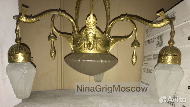 Редкая большая антик люстра в стиле арнуво. 1900е