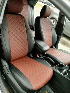 Чехлы Киа Рио 3 седан хетчбек Ромб чёрно шоколад