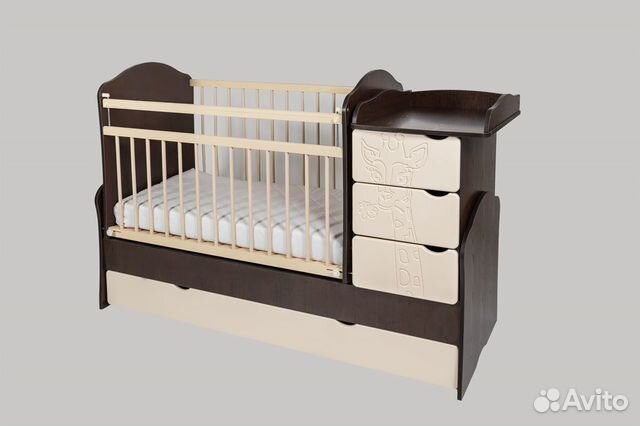 Кровать-трасформер № 2 с фрезой Жираф венге-ваниль