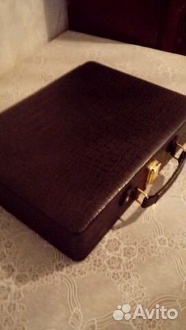 Кейс черный кожаный