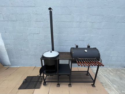 Мангал гриль барбекю с печью под казан