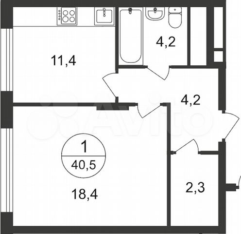 1-к. квартира, 40,5 м², 8/12 эт.