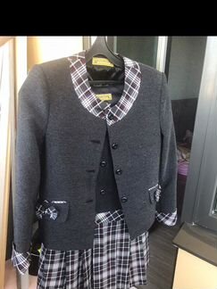 Школьная форма (сарафан, пиджак) Серый меланж Школ