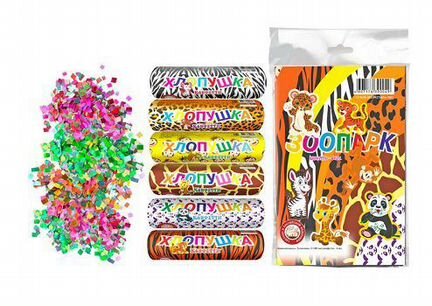 Набор хлопушек 100 мм. Зоопарк 6 штук