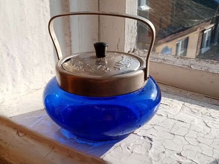 Сахарница СССР салатники синее стекло