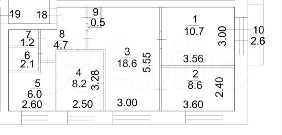 4-к. квартира, 60,6 м², 5/5 эт.