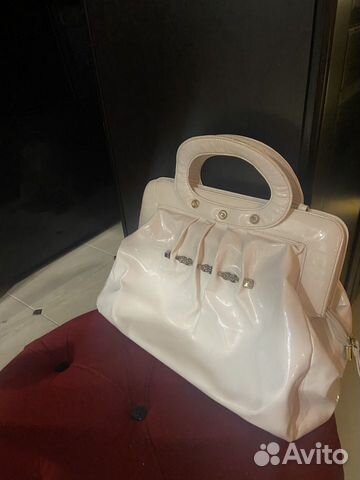 Сумка саквояж женская натуральная кожа лак