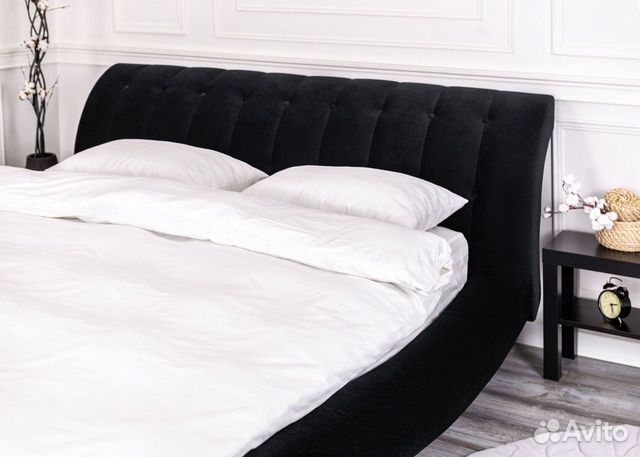 Кровать 160х200 черный велюр Мадрид