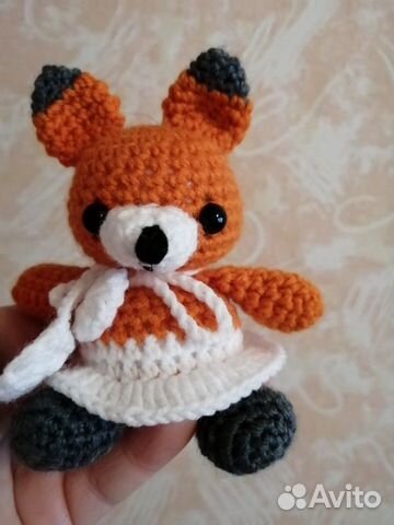 Лиса Алиса и Лисенок вязаная игрушка ручная работа