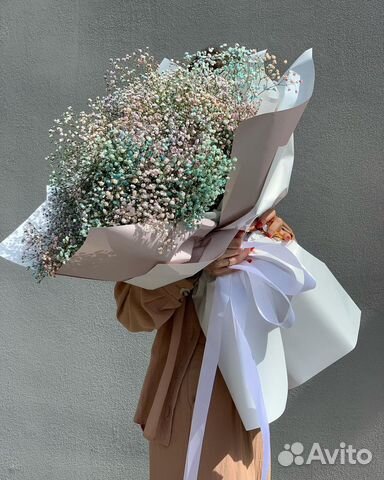 Букеты Гиганты из Радужной Гипсофилы